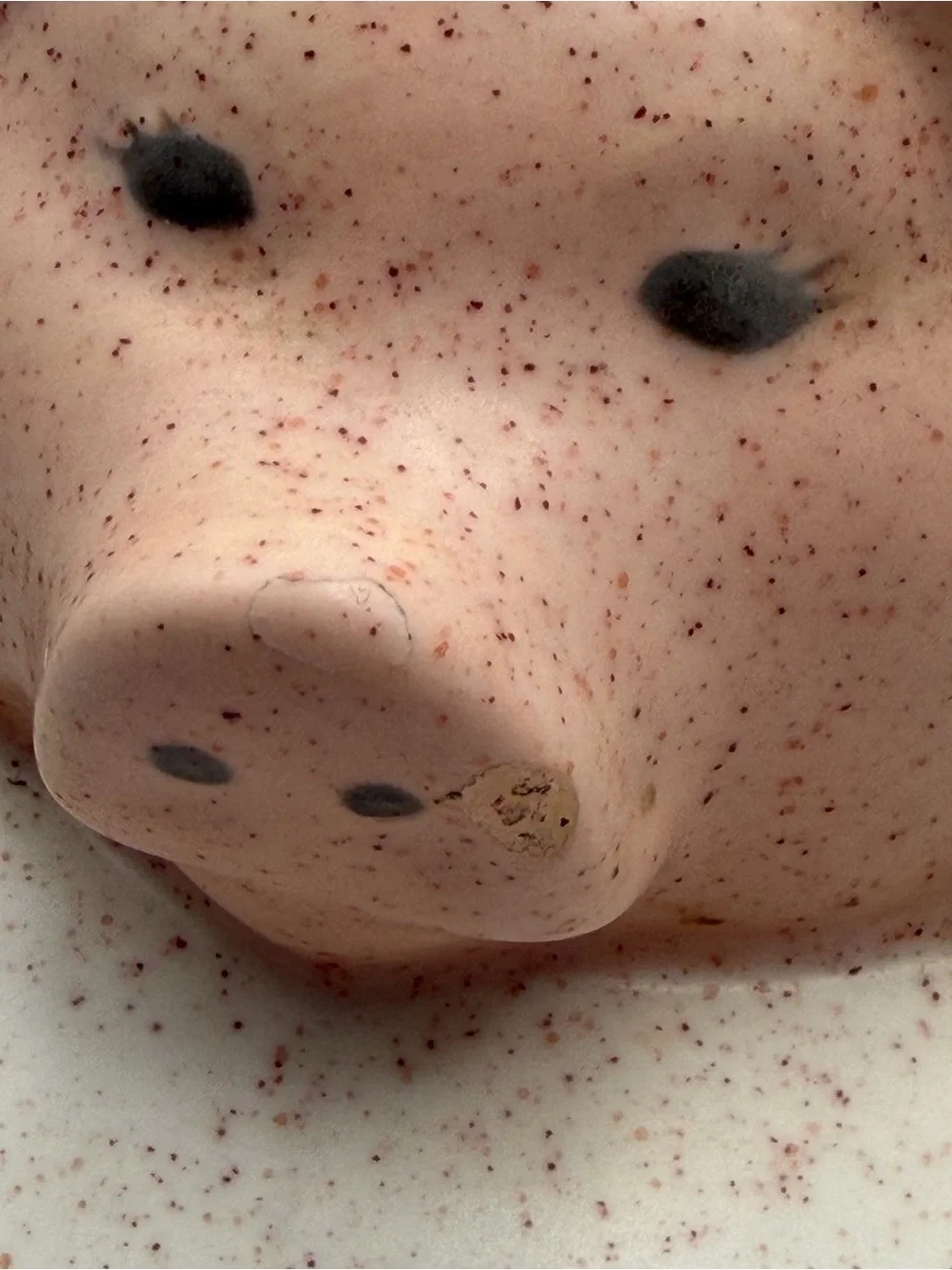 Vintage Ceramic Speckled Pig Cookie Jar Country Farmhouse 10.25” Lidded Storage